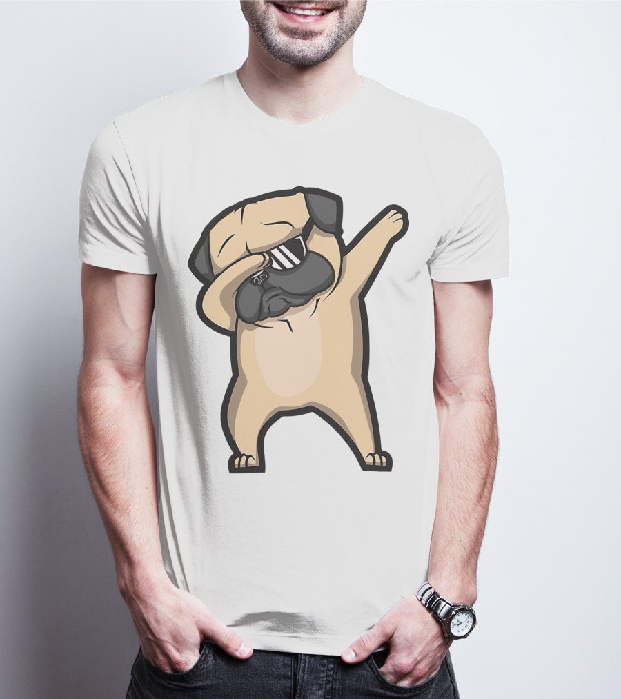 Bull Dog Dabbing Pug With Black Shades T-Shirt