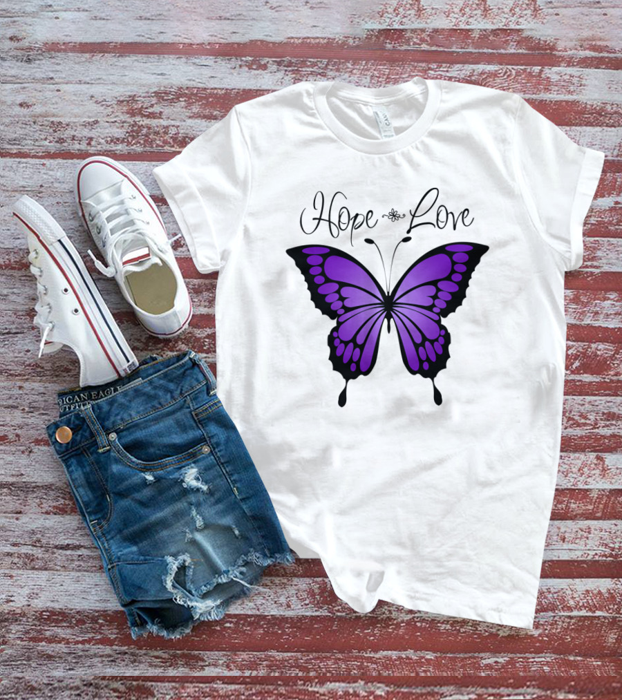Hope Love Purple Butterfly T-Shirt