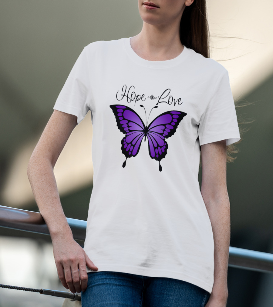 Hope Love Purple Butterfly T-Shirt