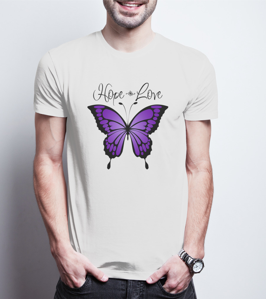 Hope Love Purple Butterfly T-Shirt
