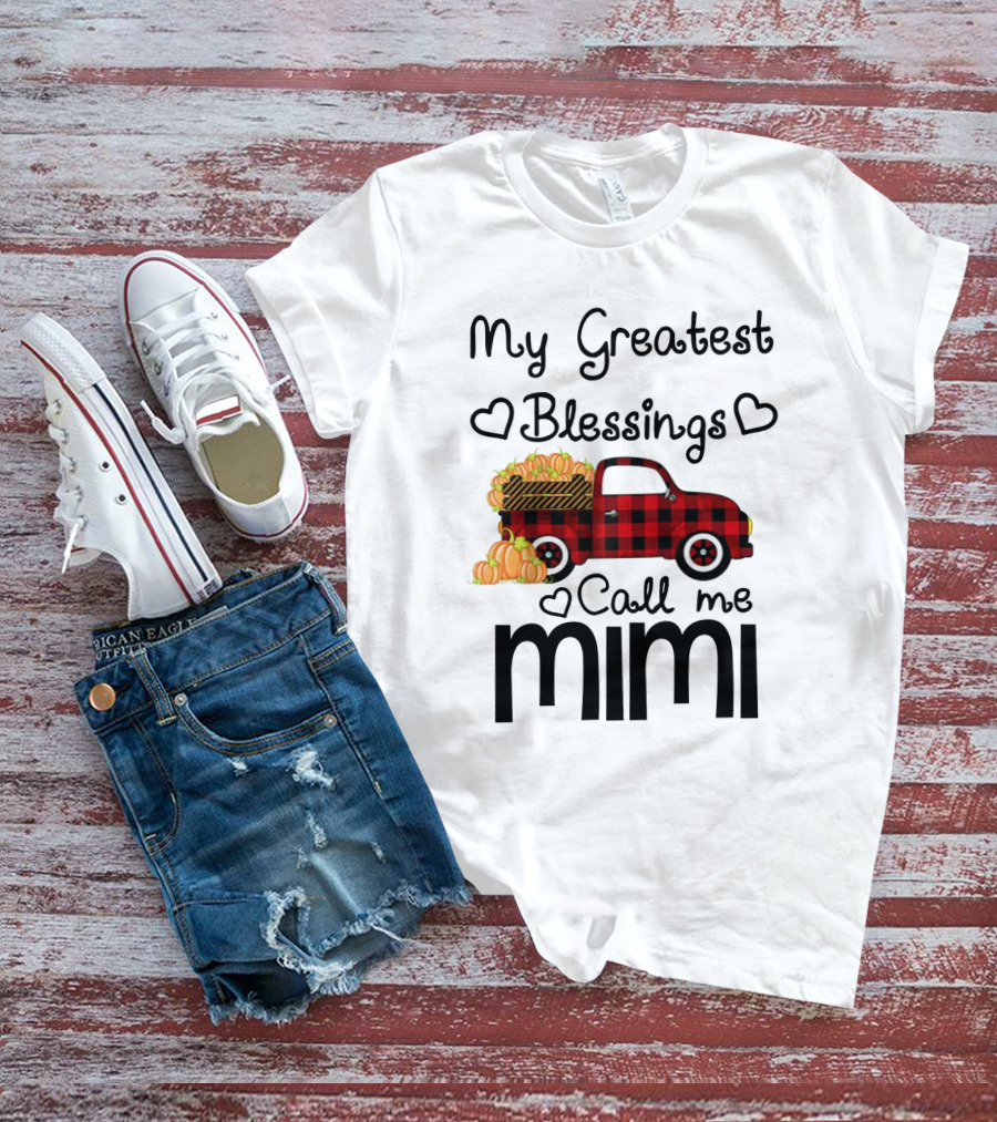 My Greatest Blessings Call Me Mimi Truck With Pumpkins T-Shirt