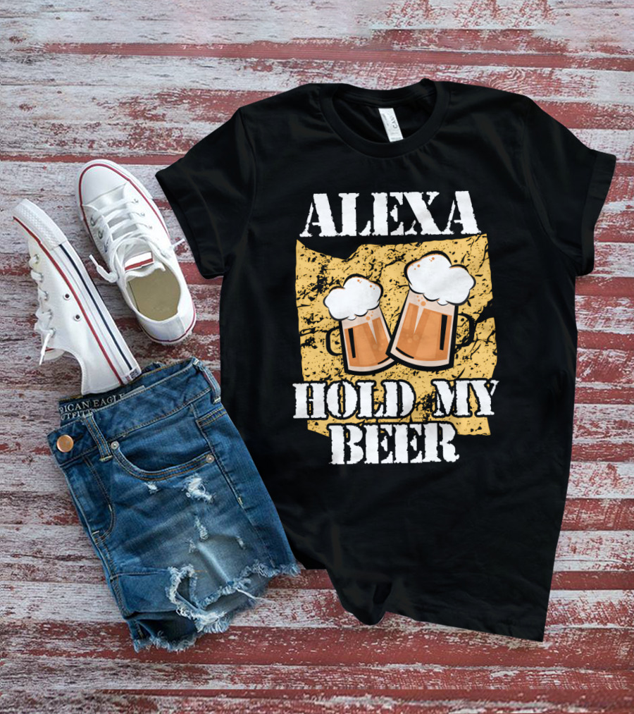 ALEXA HOLD MY BEER Two Beer Mugs Iconic T-Shirt