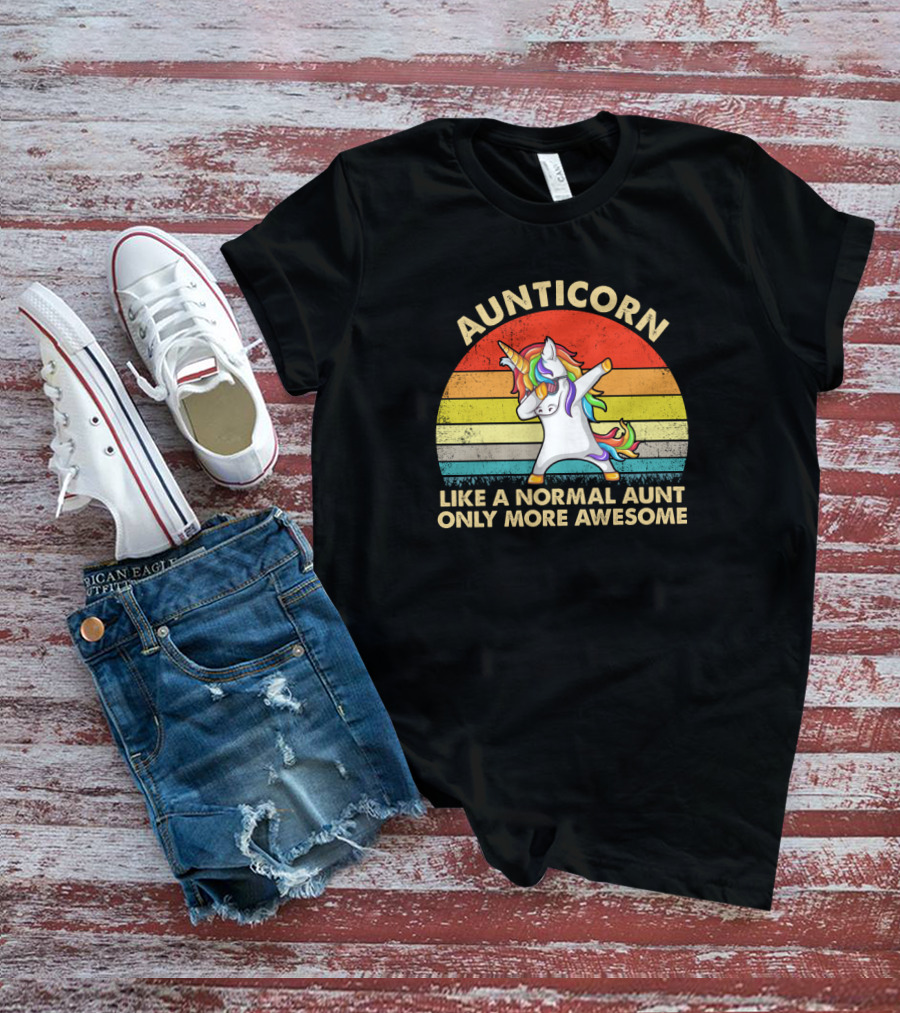 Aunticorn Like A Normal Aunt Only More Awesome Rainbow Dab Unicorn T-Shirt