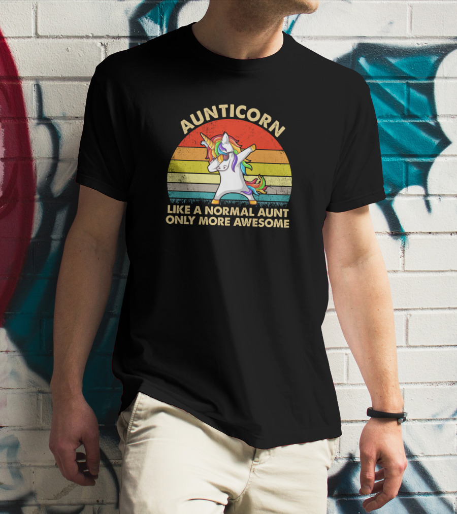 Aunticorn Like A Normal Aunt Only More Awesome Rainbow Dab Unicorn T-Shirt