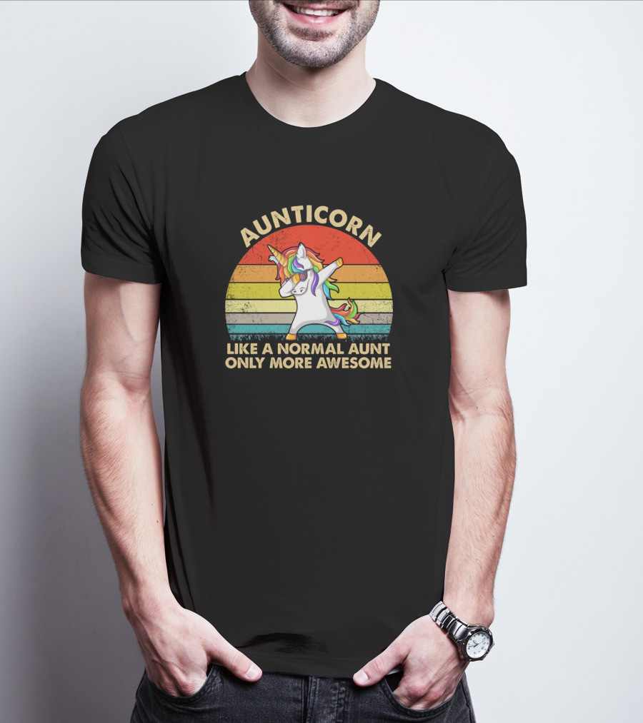 Aunticorn Like A Normal Aunt Only More Awesome Rainbow Dab Unicorn T-Shirt