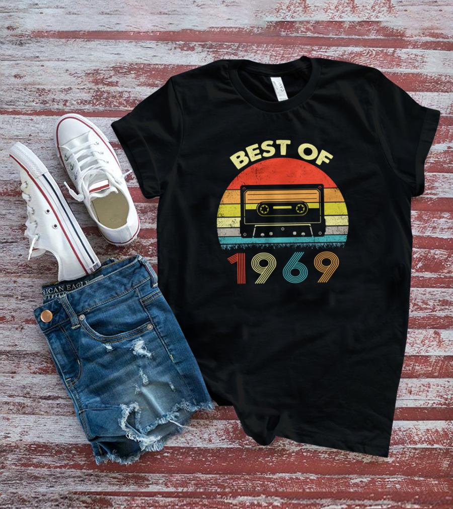 Best Of 1969 Retro Cassette Tape Vintage Stripes T-Shirt