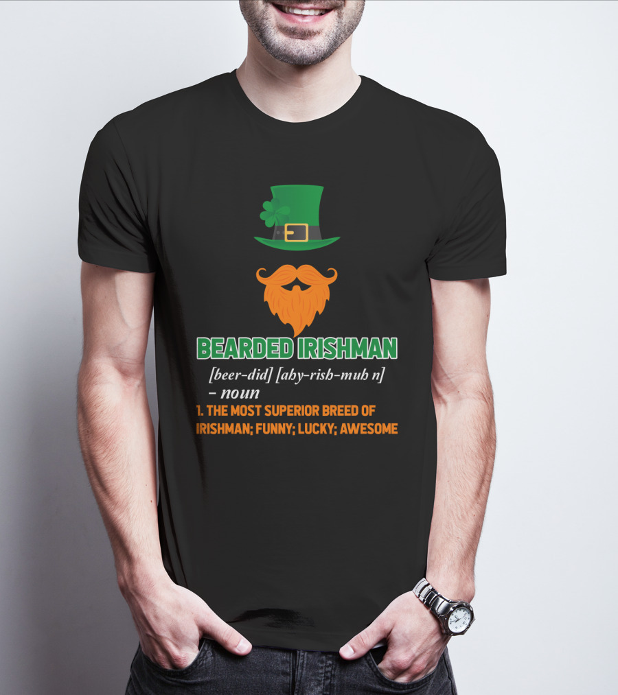 Bearded Irishman Funny Lucky Awesome T-Shirt