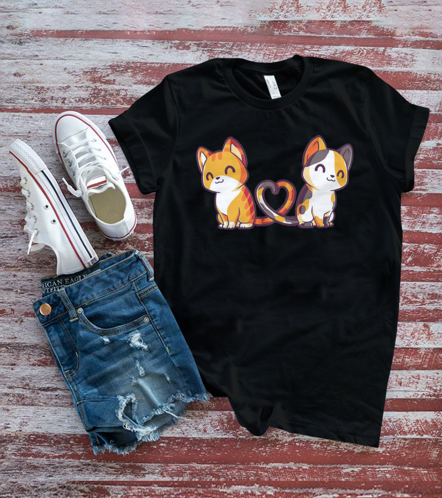 Smiling Cats With Heart-Shaped Tails T-Shirt