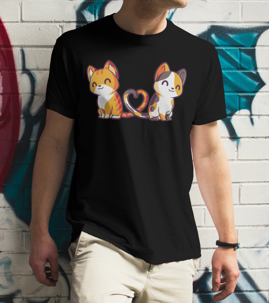 Smiling Cats With Heart-Shaped Tails T-Shirt