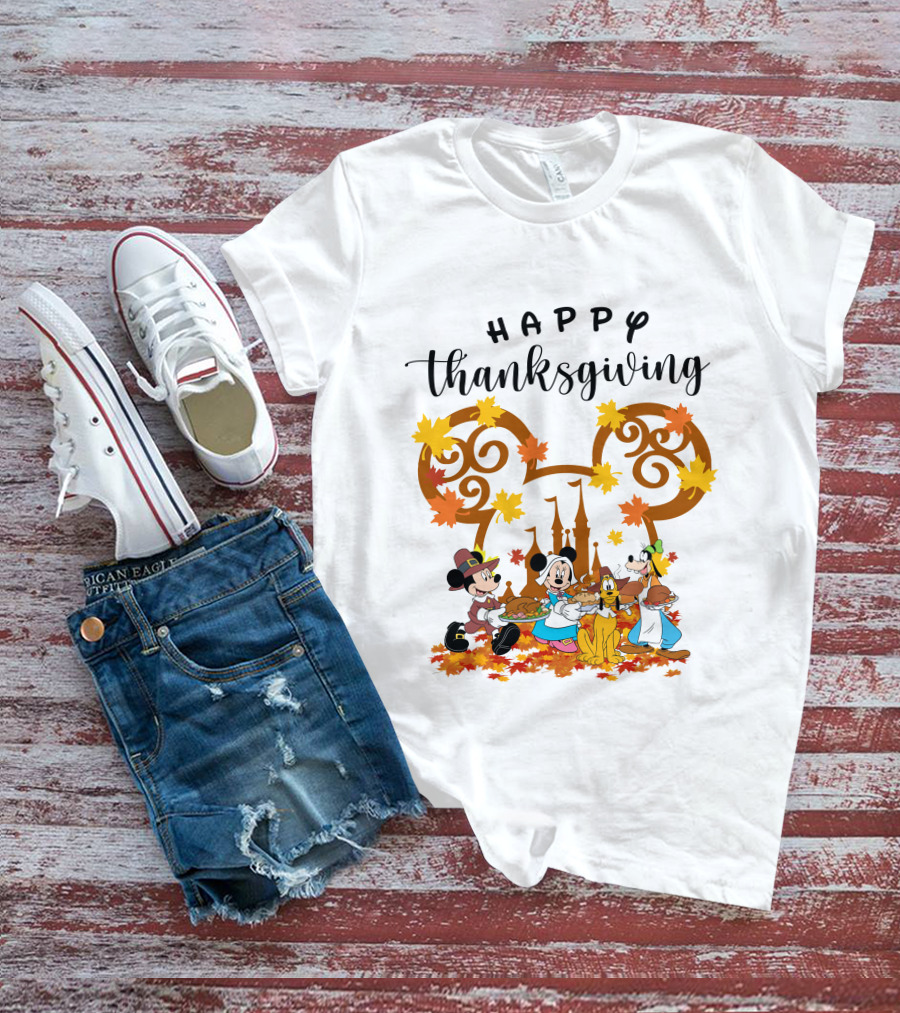 Happy Thanksgiving Disney Characters Festive T-Shirt