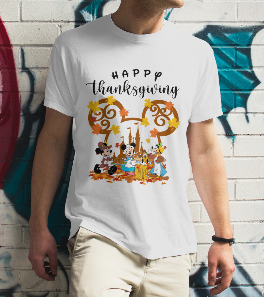 Happy Thanksgiving Disney Characters Festive T-Shirt