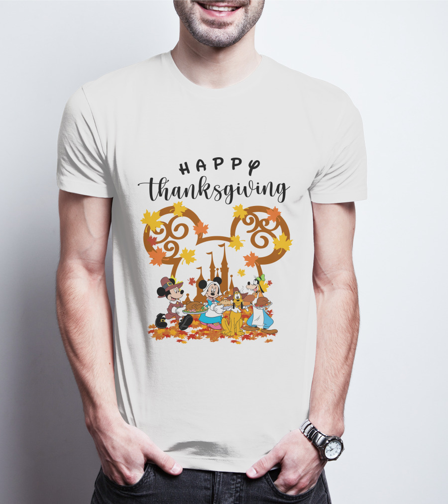 Happy Thanksgiving Disney Characters Festive T-Shirt