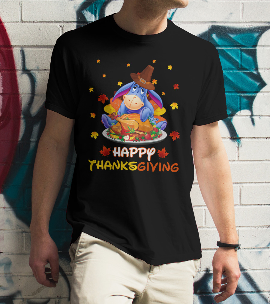 Eeyore Happy Thanksgiving Turkey Feast Leaves T-Shirt