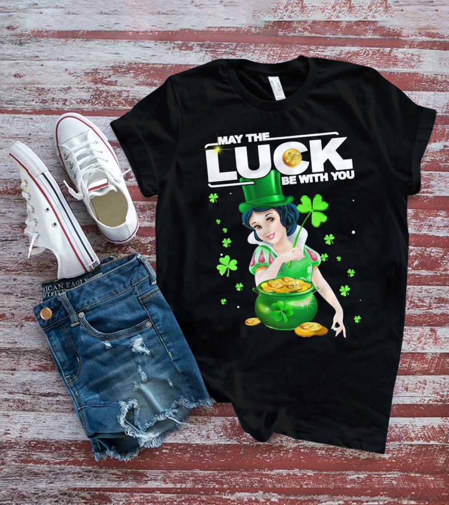 May The Luck Be With You Snow White Pot Of Gold And Shamrocks T-Shirt