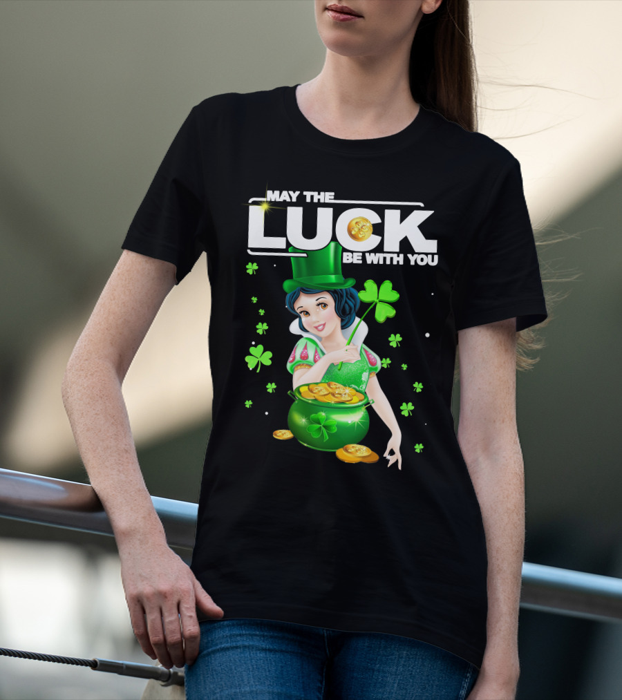 May The Luck Be With You Snow White Pot Of Gold And Shamrocks T-Shirt