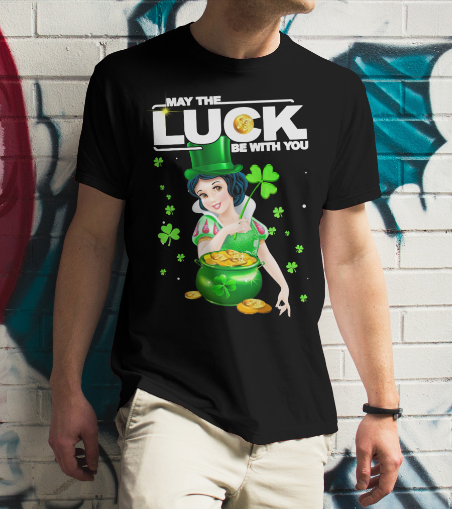 May The Luck Be With You Snow White Pot Of Gold And Shamrocks T-Shirt