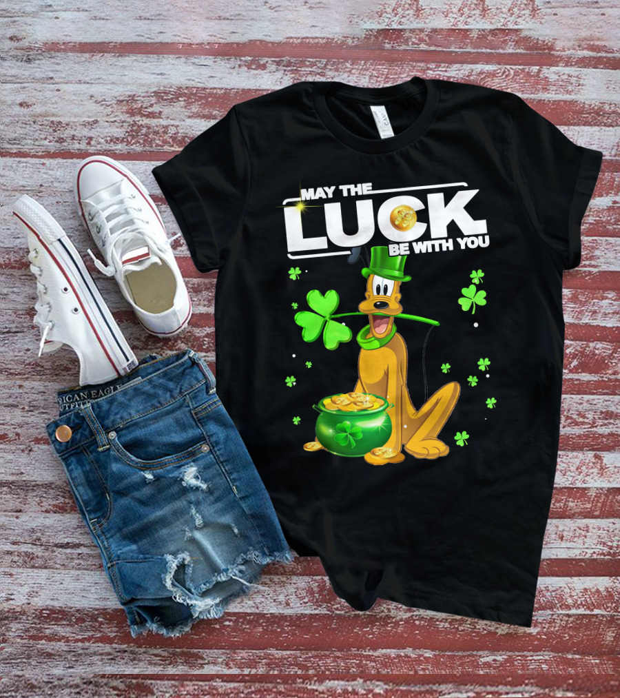 May The Luck Be With You Pluto St. Patrick's Day Coins And Shamrocks T-Shirt