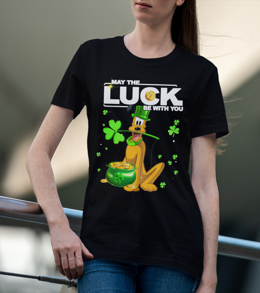 May The Luck Be With You Pluto St. Patrick's Day Coins And Shamrocks T-Shirt
