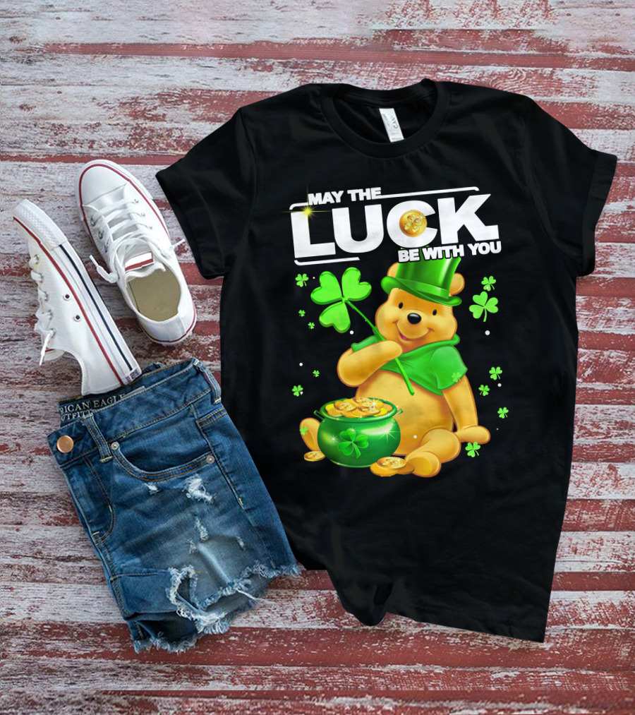 May The Luck Be With You Shamrock Pot Of Gold Bear T-Shirt