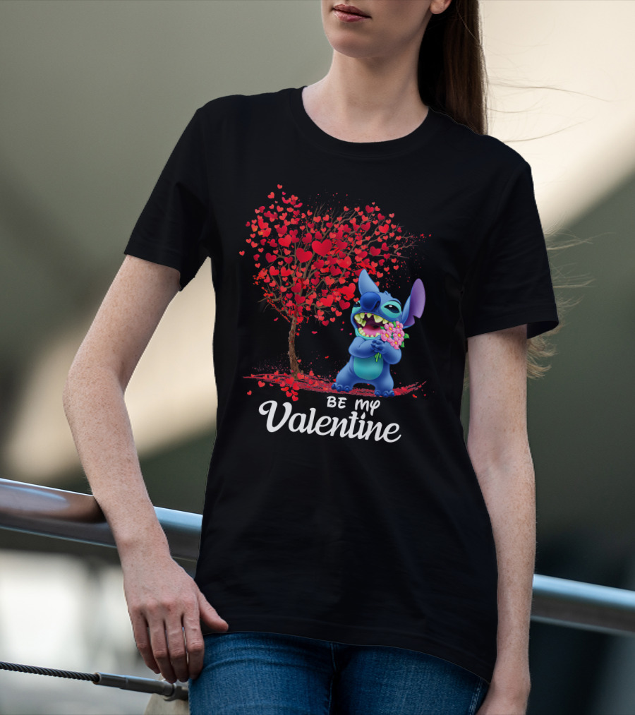 Be My Valentine Stitch Heart Tree T-Shirt