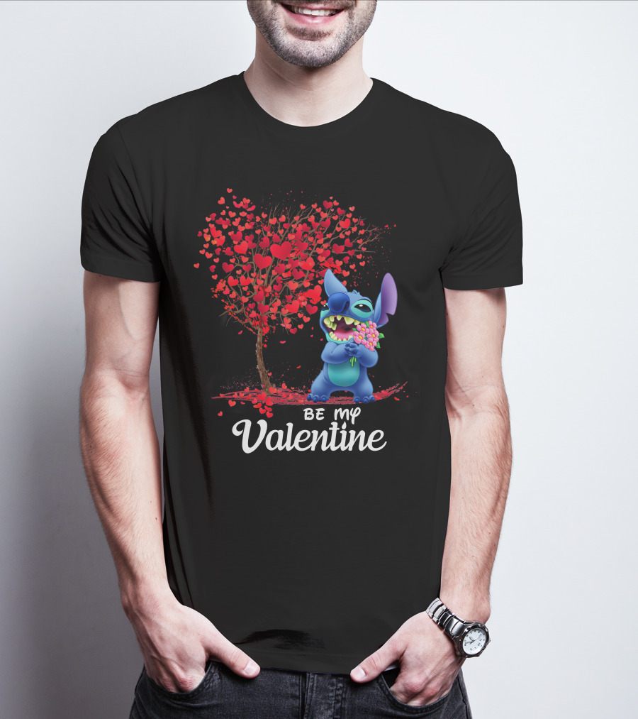 Be My Valentine Stitch Heart Tree T-Shirt