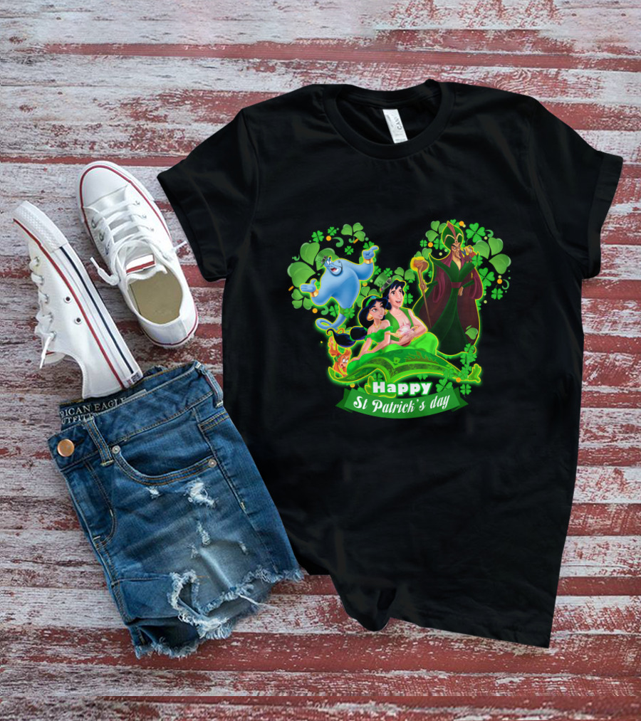 Happy St Patrick's Day Aladdin Jasmine Genie Jafar T-Shirt