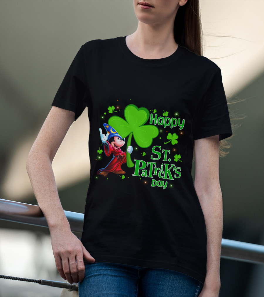 Sorcerer Mickey Happy St. Patrick's Day Shamrock T-Shirt