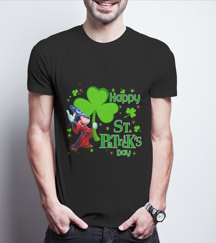 Sorcerer Mickey Happy St. Patrick's Day Shamrock T-Shirt
