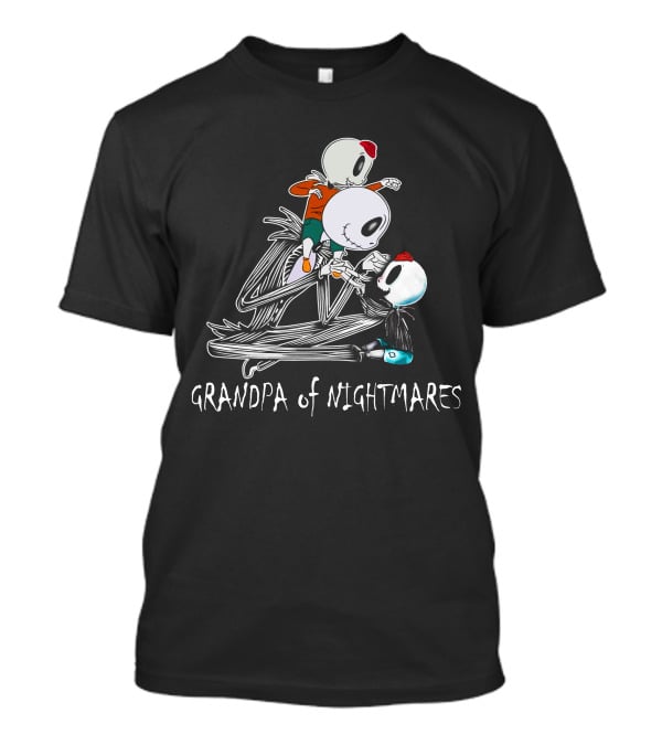 Grandpa Of Nightmares With Twin Boys Skeleton Family T-Shirt