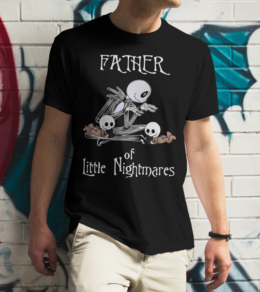 Father Of Little Nightmares Halloween Skeleton With Twin Babies T-Shirt