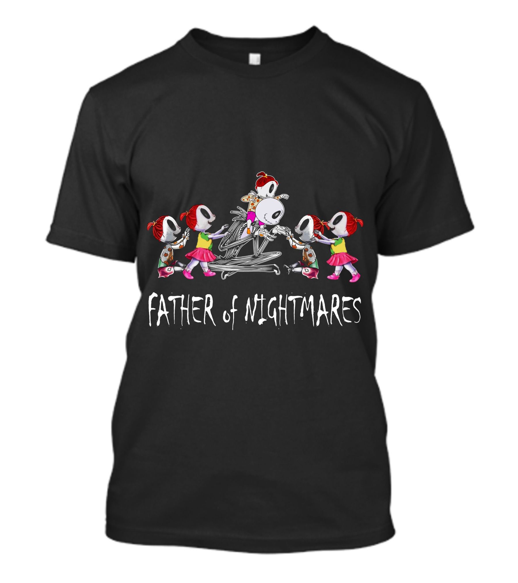 Father Of Nightmares With Five Red-Haired Girls In Skulls And Pink Skirts T-Shirt
