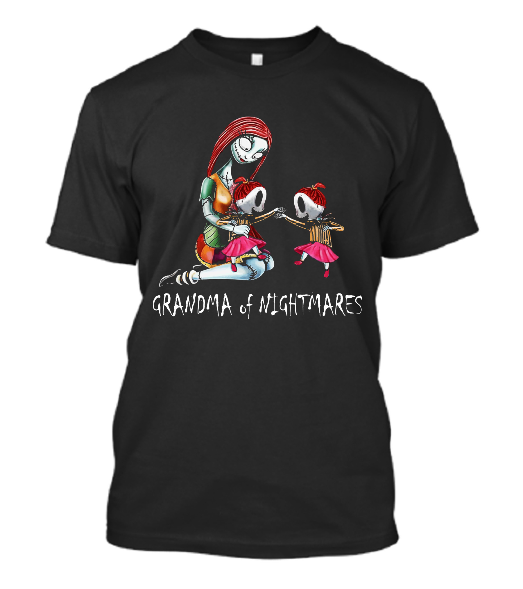 Grandma Of Nightmares With Two Girls In Striped Outfits T-Shirt