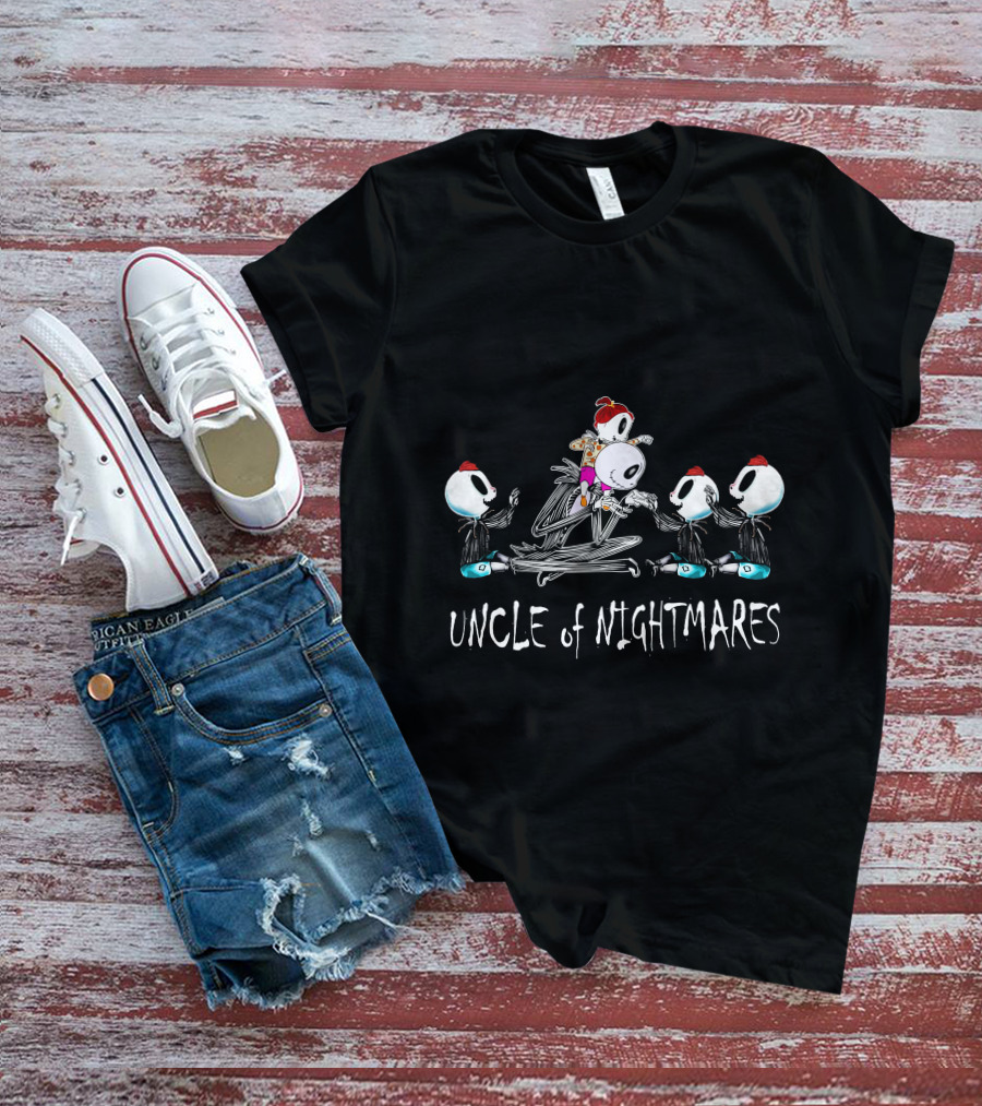Uncle Of Nightmares With Three Skeleton Boys And One Girl T-Shirt
