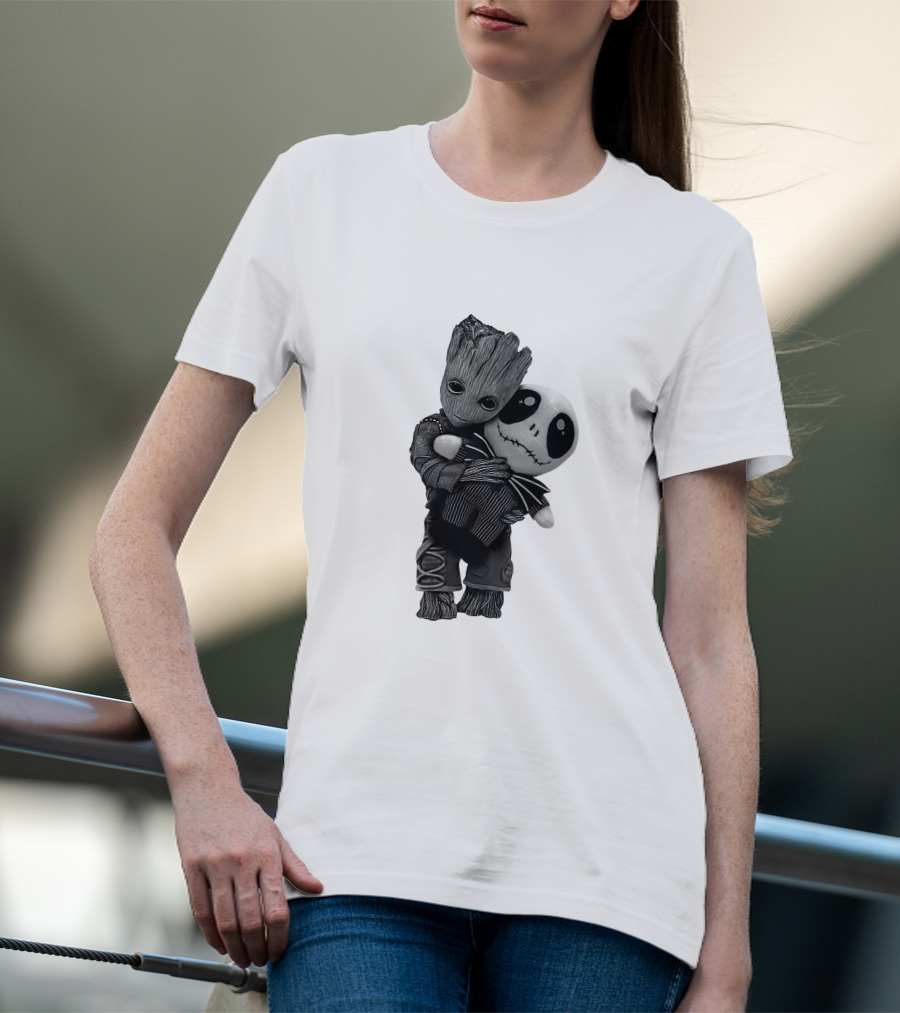 Hello My Old Friend Groot And Jack Skellington Hug T-Shirt