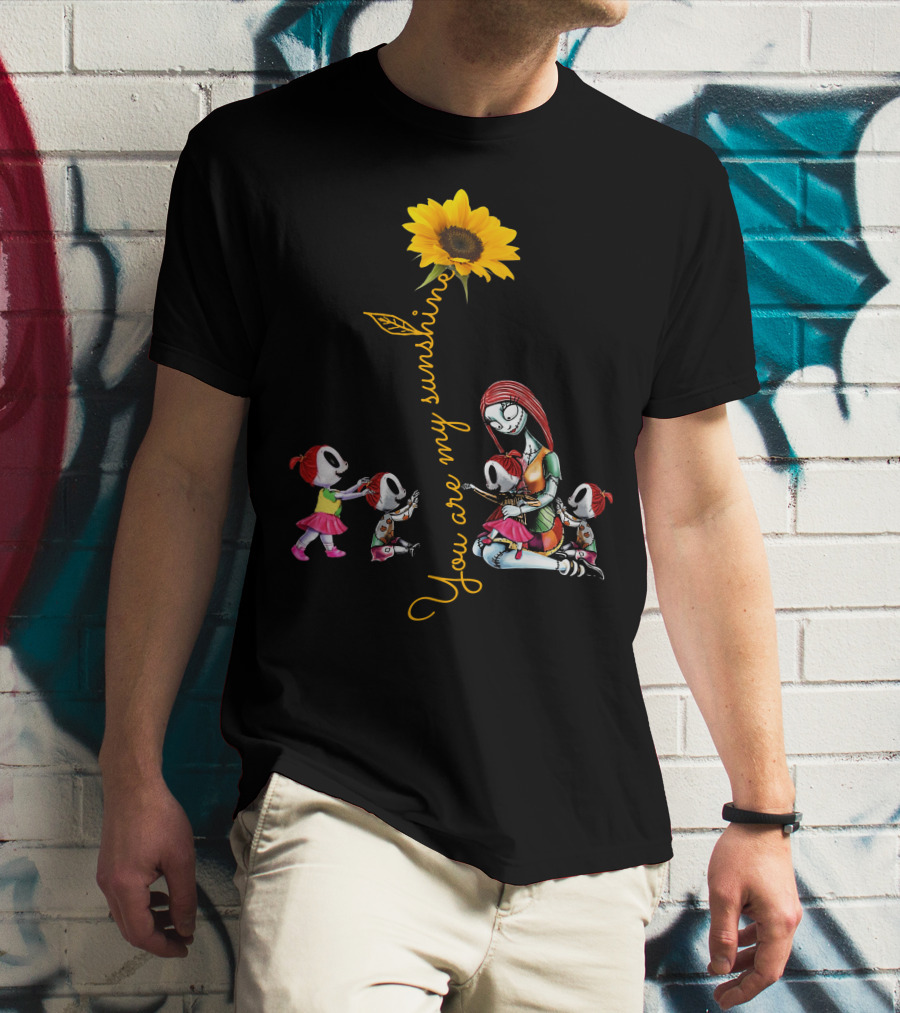 You Are My Sunshine Sunflower With 4 Girls And Stylized Character Hugging T-Shirt