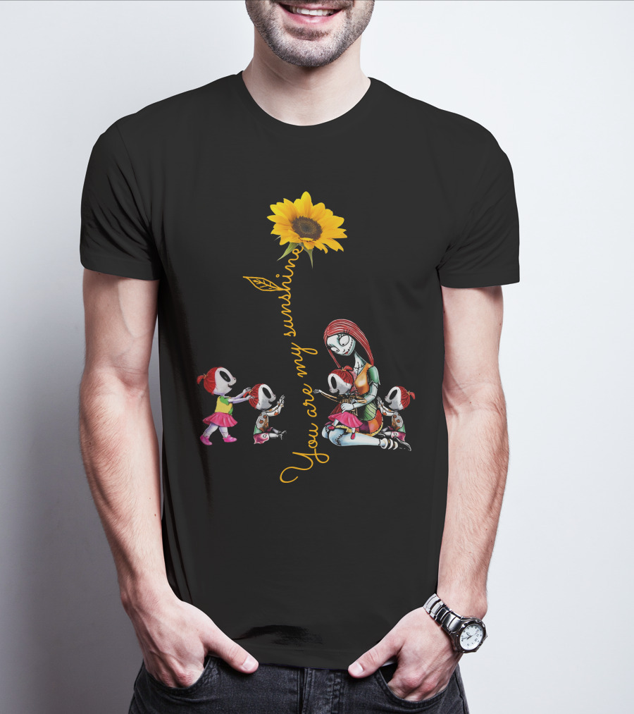 You Are My Sunshine Sunflower With 4 Girls And Stylized Character Hugging T-Shirt