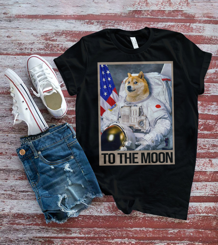 Shibainu Dogecoin Astronaut To The Moon T-Shirt