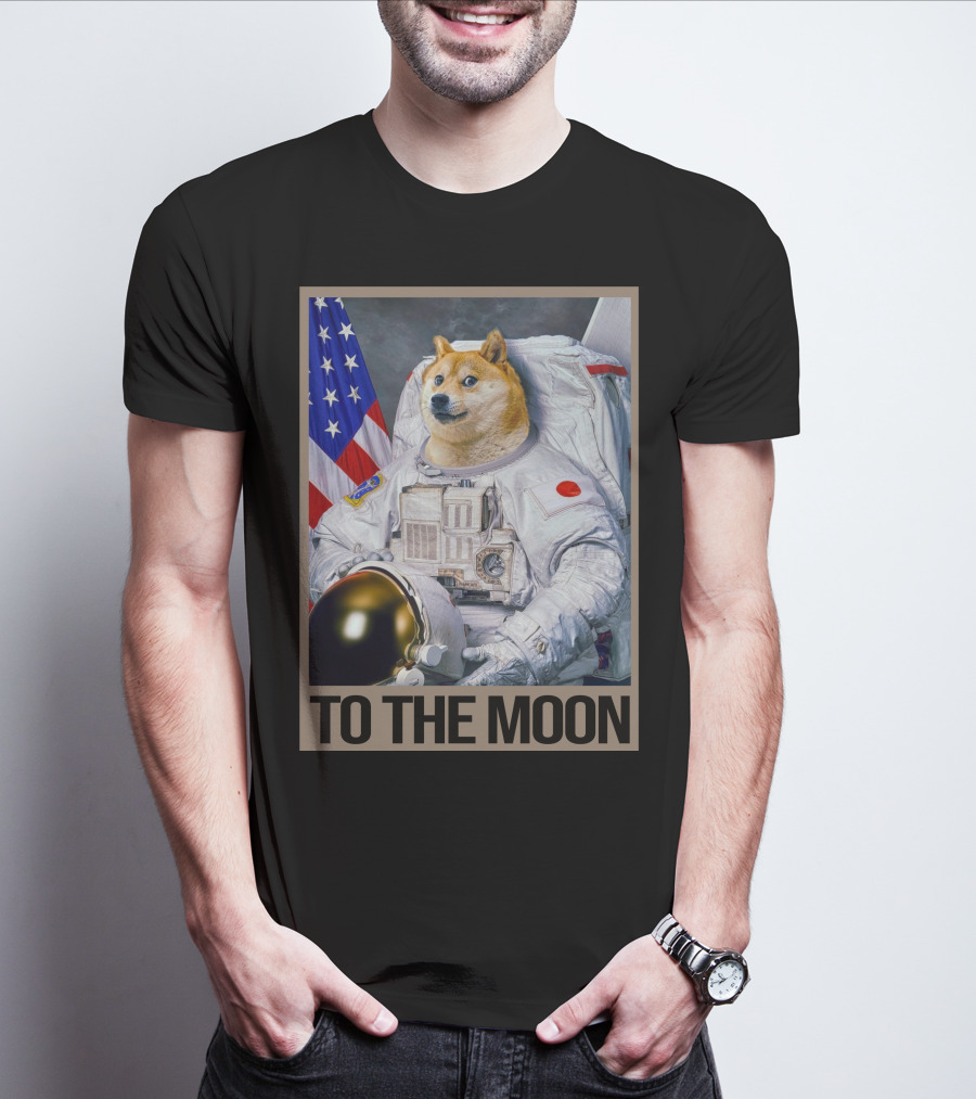 Shibainu Dogecoin Astronaut To The Moon T-Shirt