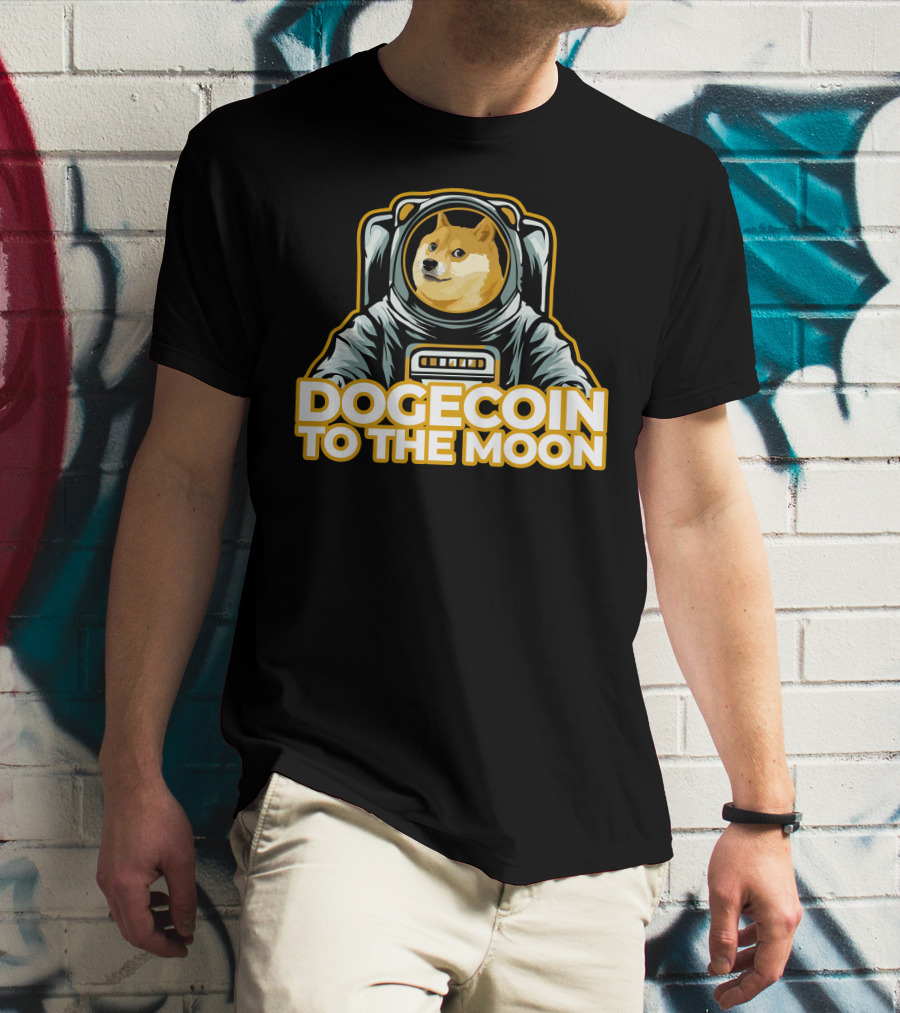 Shiba Dogecoin Astronaut Journey To The Moon T-Shirt