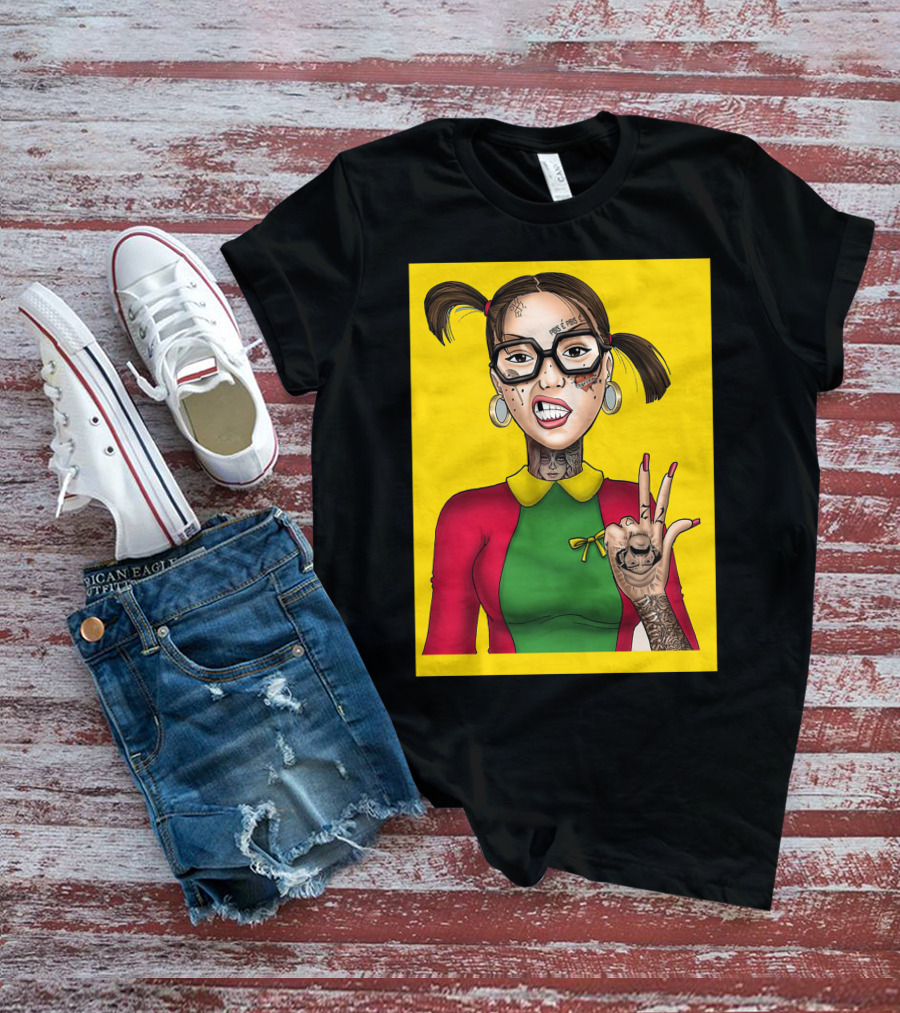 La Chilindrina La Toxica Tattoo Style Illustration Yellow Background T-Shirt