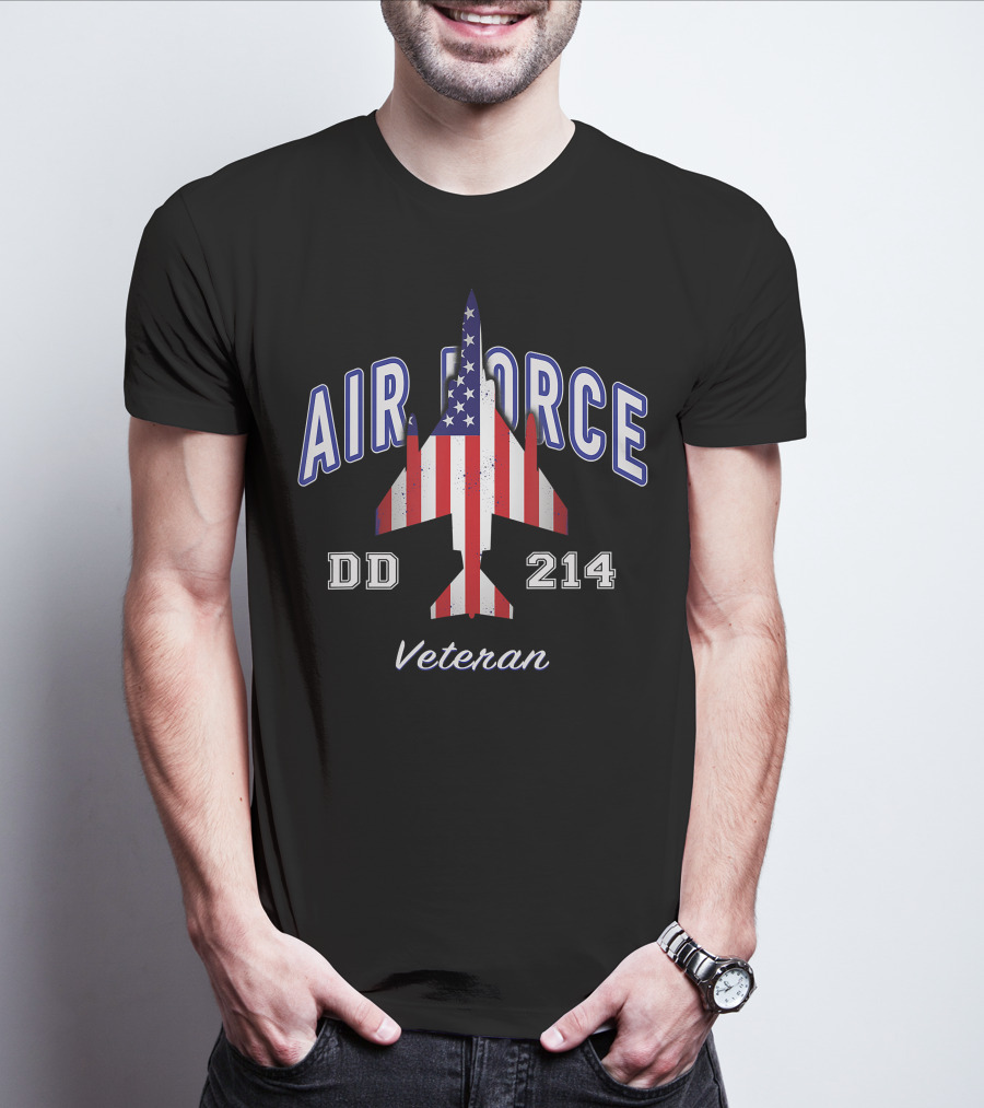 Air Force DD 214 Veteran American Flag Phantom T-Shirt