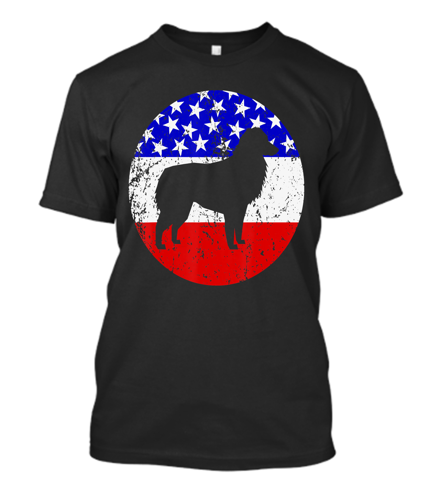 American Flag Australian Shepherd Silhouette Vintage Aussie Dog T-Shirt