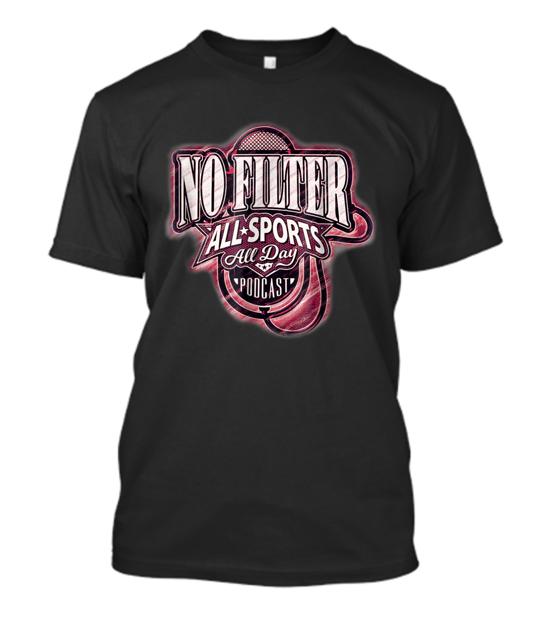 No Filter All Sports All Day Podcast Microphone Emblem T-Shirt