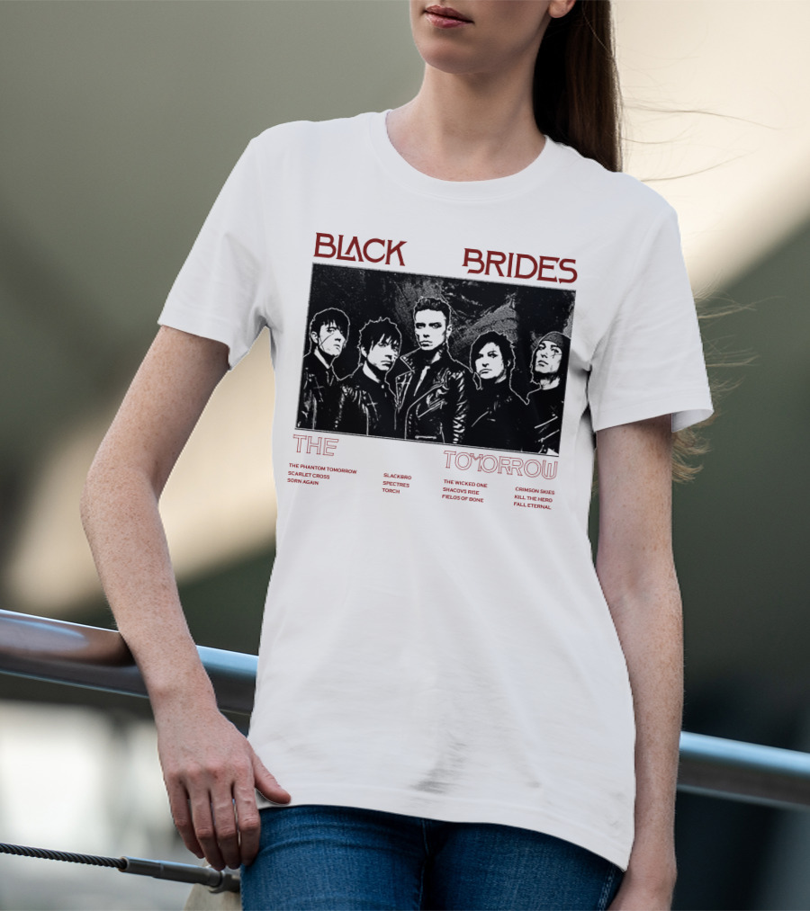 BLACK VEIL BRIDES THE PHANTOM TOMORROW SLACKERBO SPECTRES TORCH THE WICKED ONE SHADOWS RISE FIELDS OF BONE CRIMSON SKIES KILL THE HERO FALL ETERNAL T-Shirt