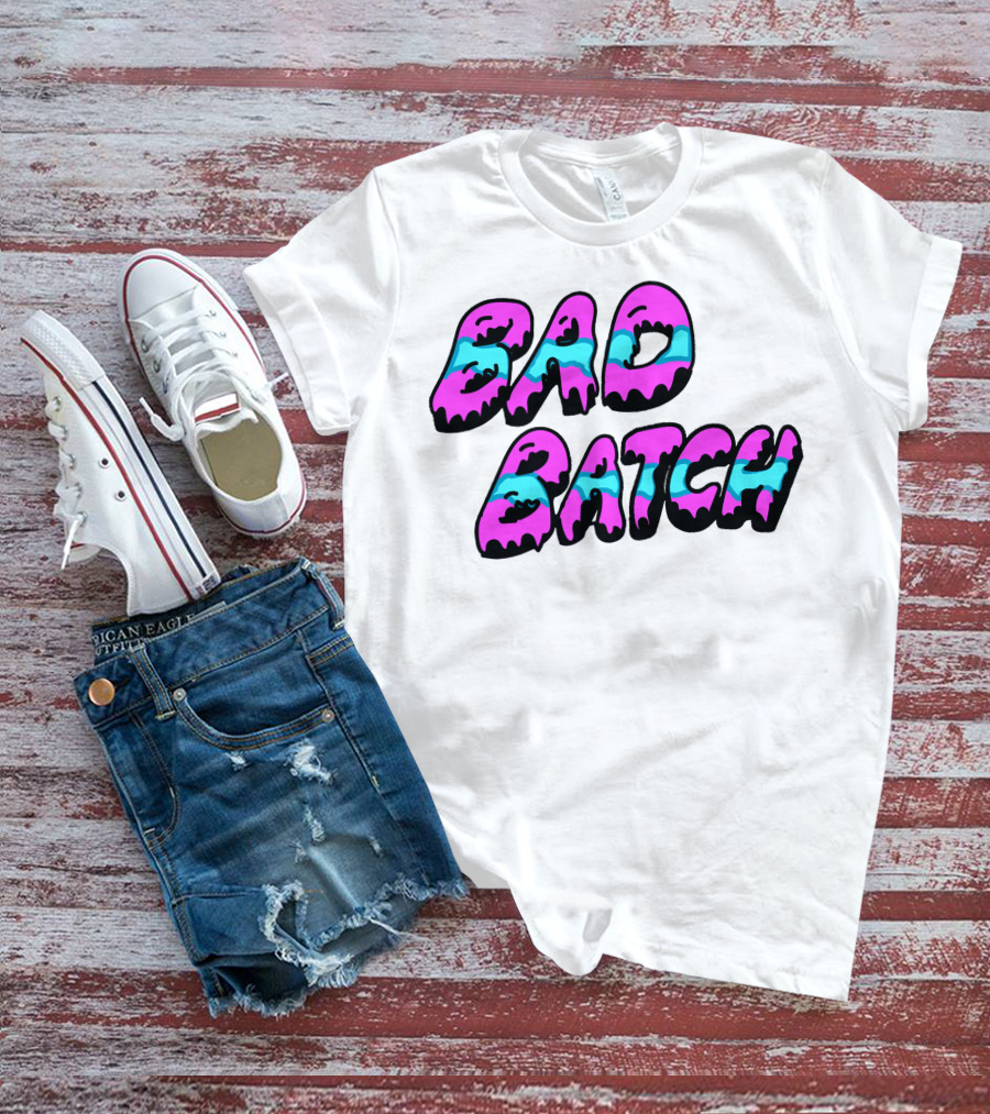 Bad Batch Dripping Pink And Blue Text T-Shirt