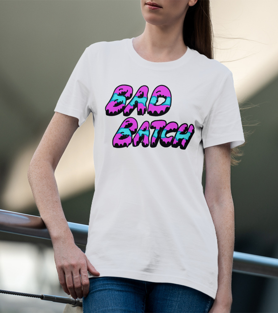 Bad Batch Dripping Pink And Blue Text T-Shirt
