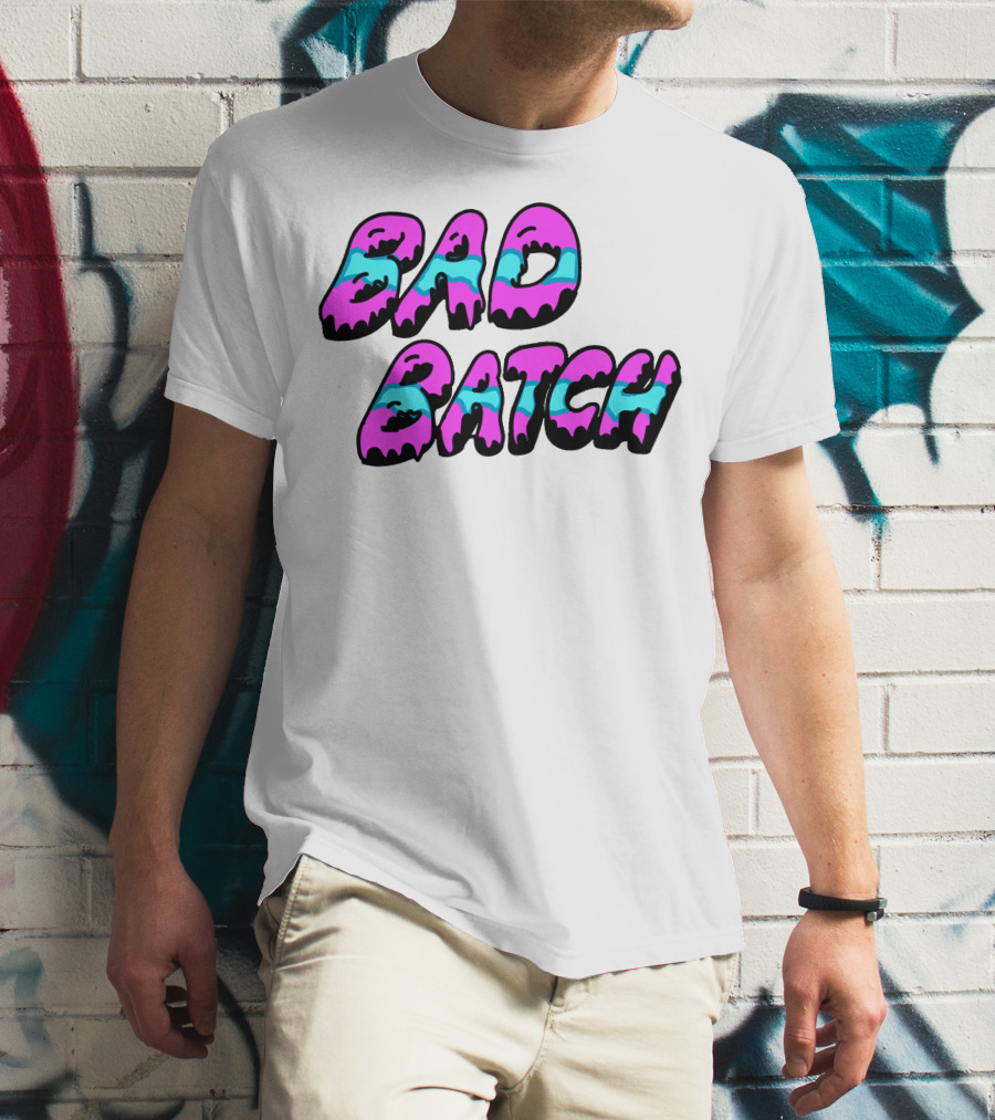 Bad Batch Dripping Pink And Blue Text T-Shirt