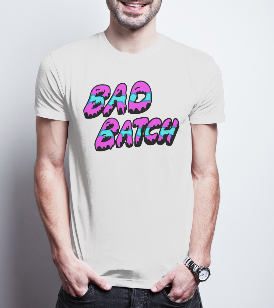 Bad Batch Dripping Pink And Blue Text T-Shirt