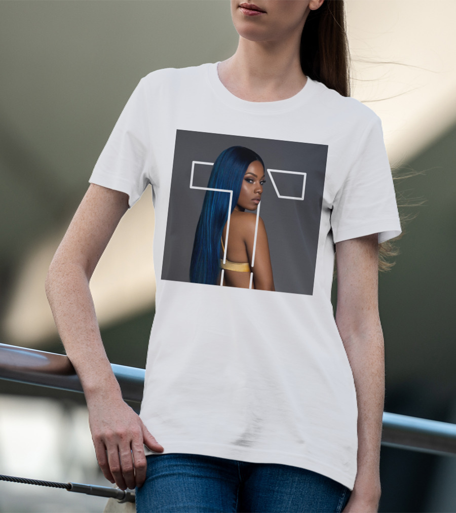 Terilisha T Silhouette Overlay With Blue Hair T-Shirt