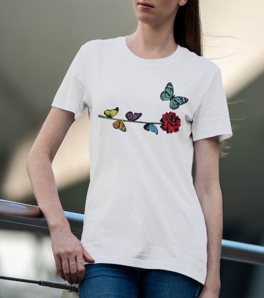 Malu Trevejo Butterflies And Rose T-Shirt